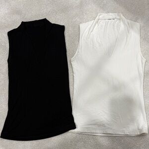H&M Set of Sleeveless Black & Cream White Women's Tops